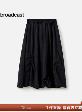 播夏季A字半身裙女简约通勤宽松中长款半裙女