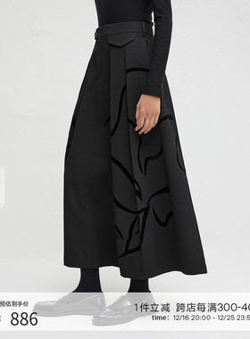 播商场同款黑色优雅半裙女2024秋季新款气质百褶裙BDR3BD1844