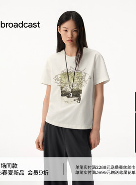 播商场同款白色松弛宽松圆领短袖T恤女26春季新款上衣BDT2YD1740