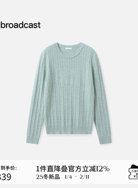 【羊毛】播蓝色圆领宽松针织毛衣女秋冬气质上衣DDS4SD5291