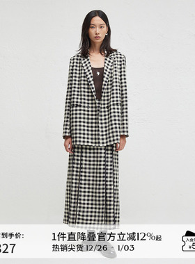 播商场同款春秋文艺复古格子外套半身裙女BDR3BD3339
