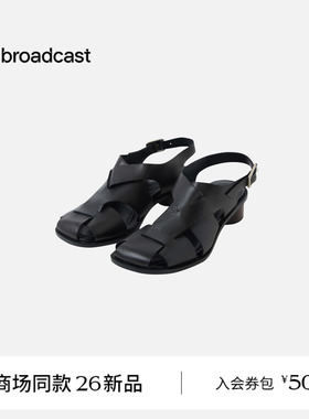 【商场同款】播26夏新品时髦女式粗跟皮凉鞋BPT2XD8203