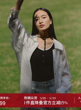 播商场同款百搭衬衫女夏薄款独特宽松淡人长袖衬衣BDR2CD0829