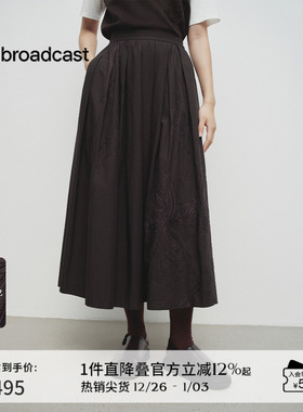 播商场同款高腰提花百褶裙女25春秋新款法式气质半身裙BDS1BD1187