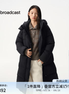 播商场同款黑色中长款宽松鹅绒服女冬新款防寒羽绒服BDS4RD3607