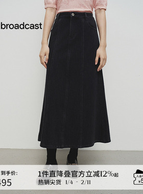 播商场同款复古牛仔半身裙女25春秋新款梨型学院裙子BDS1BD1351