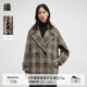 播商场同款 羊毛 双排扣复古格纹24冬新毛呢外套女BDR4AD3706