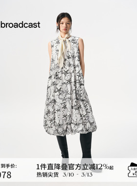 播商场同款浪漫度假风无袖连衣裙女秋新款花苞裙BDS3LD4669