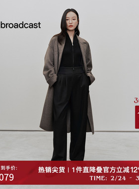 播倪妮同款商场同款单排扣西装领24冬中长款羊毛呢外套BDR4AD3707
