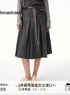 播学院风减龄百褶半身裙女秋冬减龄气质裙子DDS4BD5107