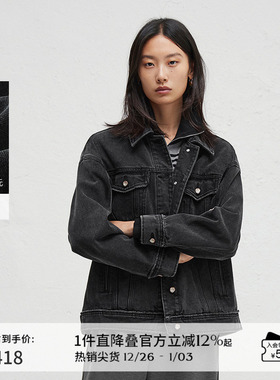 播春秋简约翻领牛仔短外套女复古做旧宽松上衣DDR3WD5015