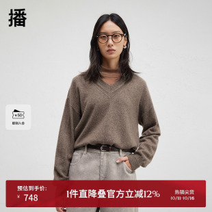 洋气显瘦V领气质针织毛衣女BDR4SD3824 播商场同款 100%山羊绒