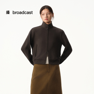 播商场同款 上衣BDS4WD3005 棕色运动风立领休闲短外套女秋冬新款