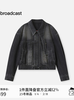 播时髦复古黑色牛仔短外套女秋冬宽松上衣DDS4WD5227