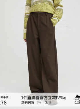 播商场同款窄款垂感直筒裤女24春秋高腰显瘦休闲裤BDR3KD1856