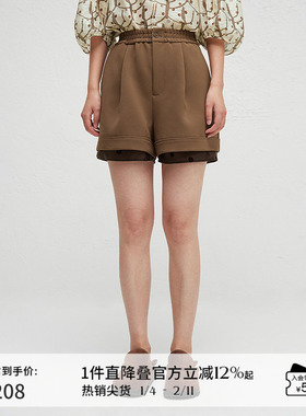 播商场同款松紧腰休闲裤女2024春秋直筒百搭短裤BDR3KD3005