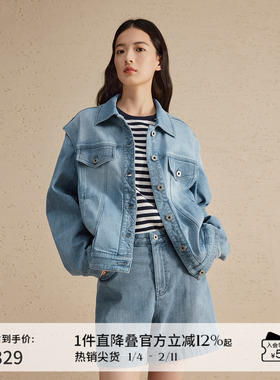 播摩登中性牛仔短外套女春夏宽松短款洋气上衣DDR1WD5157