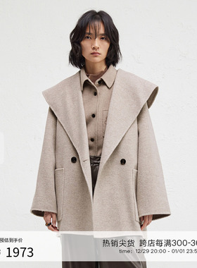 【100%羊毛】播商场同款外翻领短款24冬新双面呢外套女BDR4AD3726