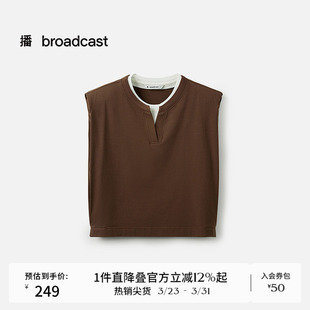 宽松洋气上衣BDS7YD4506 圆领T恤女夏季 播商场同款 假两件无袖