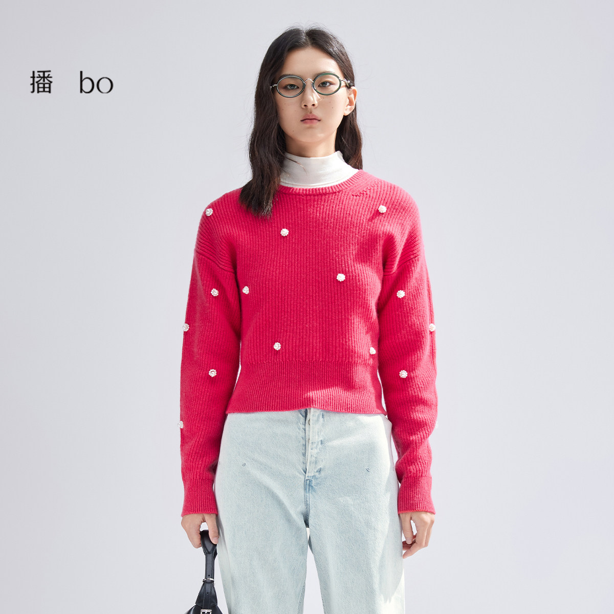 播黑标高端系列小香风羊绒针织衫