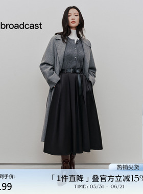 播商场同款倪妮同款慵懒韩系中长款24冬新羊毛呢外套女BDR4AD3727