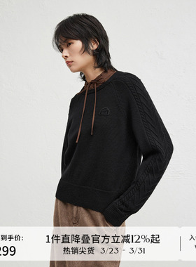 播商场同款气质圆领针织衫女24秋冬新款休闲宽松毛衣BDR4SD4056