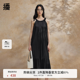 连衣裙女商场同款 播黑色无袖 2024夏有优雅海边沙滩长裙BDR2LD1241
