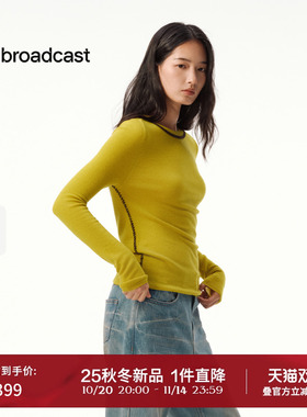 播修身圆领气质针织衫女25秋冬新款显瘦黑色内搭上衣DDS4SD5189