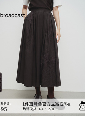 播商场同款高腰提花百褶裙女25春秋新款法式气质半身裙BDS1BD1187