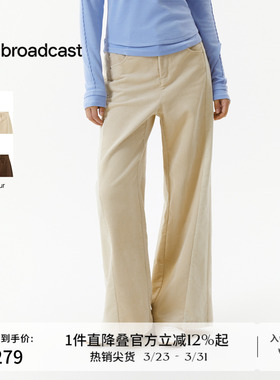 播灯芯绒阔腿休闲裤女冬季宽松显瘦直筒长裤DDS4KD5301