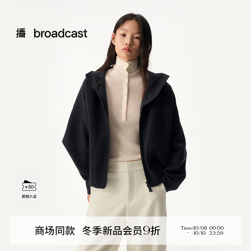 播商场同款拉链毛呢外套女25秋冬新款户外穿搭短款上衣BDS4AD3124
