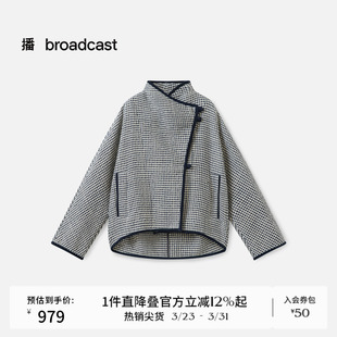 BDS4PD3846 保暖宽松棉服女秋冬新款 播商场同款 复古格纹短款