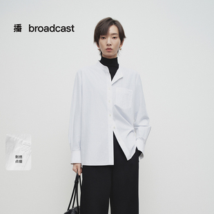 播商场同款法式立领白衬衫女25春秋新款宽松轻职场衬衣BDS1CD1406