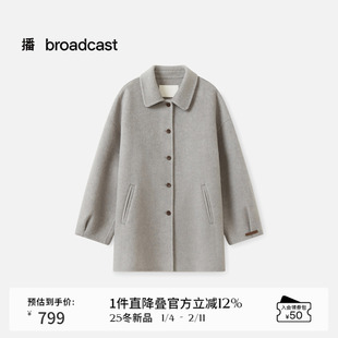 【100%羊毛】播灰色短款毛呢外套女冬季气质外套DDS4WD5115