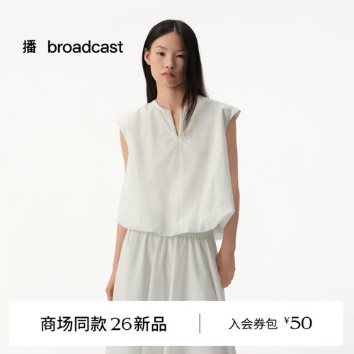 【商场同款】播26夏新品播肌理素爽棉无袖衬衫宽松上衣BDT2HD1596