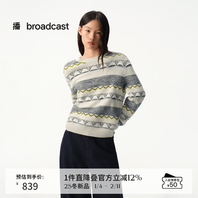 播商场同款宽松提花针织衫25秋冬新款圆领宽松毛衣BDS4SD3765