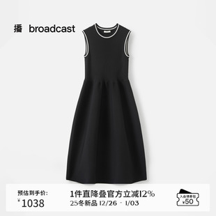 收腰连衣裙女25秋新款 无袖 气质小黑裙BDS3LD3232 中长款 播商场同款