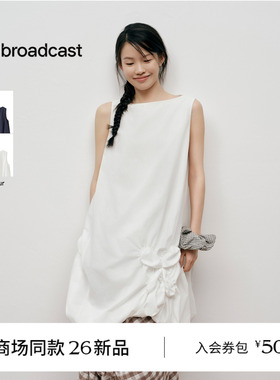 【商场同款】播26夏新品肌理素爽棉无袖连衣裙女BDT2LD2922