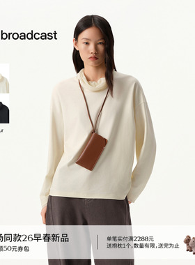 播商场同款网纱半高领宽松长袖T恤女26春新款通勤上衣BDT1YD1235