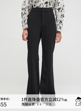 播商场同款黑色高腰显瘦微喇裤女24秋复古气质长裤BDR3KD1870
