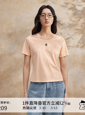 播圆领T恤女商场同款2024夏季新款休闲基础短袖上衣BDR2YD0689