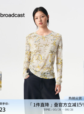 播商场同款宽松轻薄圆领T恤女春秋通勤长袖上衣BDS3YD3041