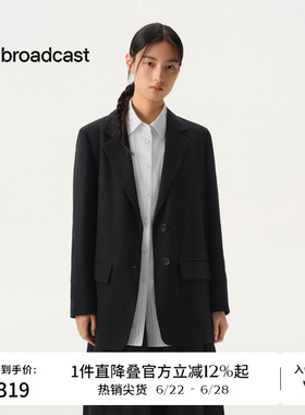 播商场同款黑色通勤西装外套女26春季新款宽松职场西服BDT1XD1125