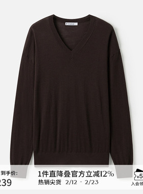 【100%羊毛】播商场同款休闲V领法式24秋冬针织毛衣女BDR9SD4202
