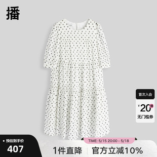 播夏新品 圆领100%棉淑女风圆点娃娃裙DDR2LD5103