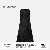 连衣裙女秋冬新款 播商场同款 黑色肌理感显瘦无袖 BDS4LD4852