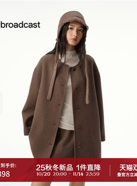 播时髦洋气灰色短款毛呢外套女25秋冬新款宽松上衣DDS4AD5116