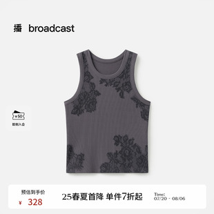 播商场同款 气质上衣BDS1DD1597 圆领印花背心女25春夏新品 修身