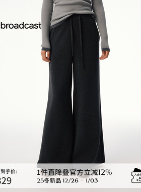 播宽松直筒休闲裤女秋冬高腰显瘦通勤阔腿裤DDS4KD5169