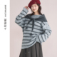 秋冬外穿宽松毛衣冬装 十月妈咪孕妇小披肩圆领条纹针织衫 2025新款